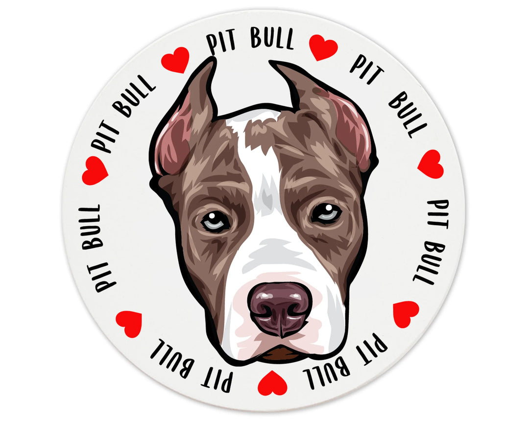 [Set of 4] 4 inch Round Premium Absorbent Ceramic Dog Lover Coasters - Pit Bull - Christmas by Krebs Wholesale