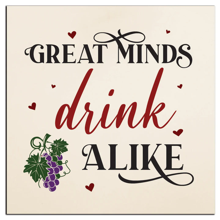 4" Square Ceramic Coaster Set Funny "I Love Wine" Collection - Drink Alike, 4/Box, 2/Case, 8 Pieces. - Christmas by Krebs Wholesale
