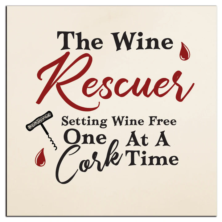 4" Square Ceramic Coaster Set Funny "I Love Wine" Collection - Wine Rescuer, 4/Box, 2/Case, 8 Pieces. - Christmas by Krebs Wholesale