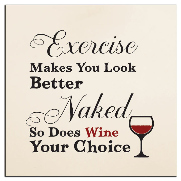 4" Square Ceramic Coaster Set Funny "I Love Wine" Collection - Exercise, 4/Box, 2/Case, 8 Pieces. - Christmas by Krebs Wholesale