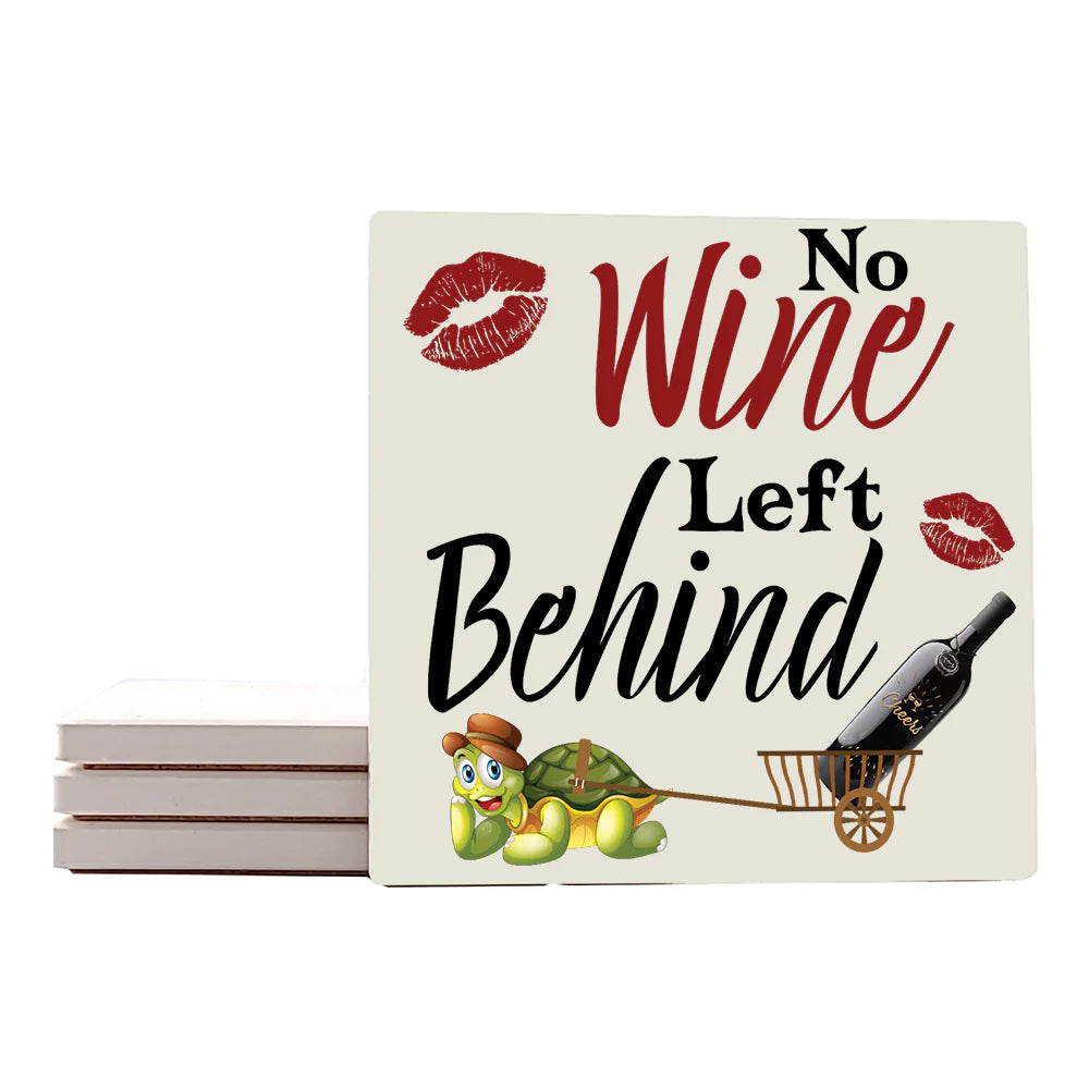 4" Square Ceramic Coaster Set Funny "I Love Wine" Collection - No Wine, 4/Box, 2/Case, 8 Pieces. - Christmas by Krebs Wholesale