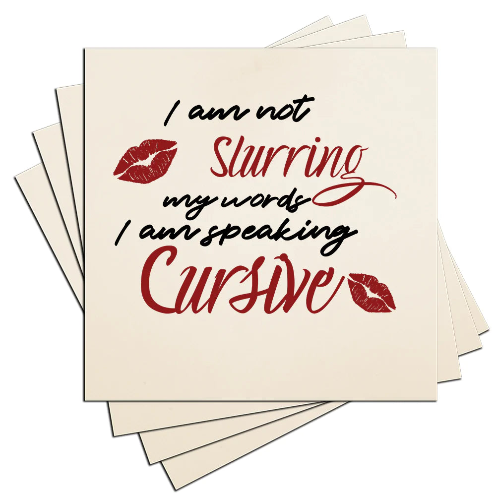 4" Square Ceramic Coaster Set Funny "I Love Wine" Collection - Speaking Cursive, 4/Box, 2/Case, 8 Pieces. - Christmas by Krebs Wholesale