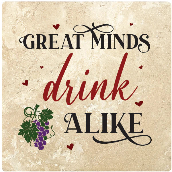 4" Square Travertine Coaster Set Funny "I Love Wine" Collection - Drink Alike, 4/Box, 2/Case, 8 Pieces. - Christmas by Krebs Wholesale