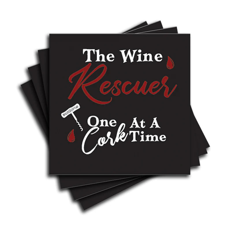 4" Square Ceramic Coaster Set Funny "I Love Wine" Collection - Wine Rescuer, 4/Box, 2/Case, 8 Pieces. - Christmas by Krebs Wholesale