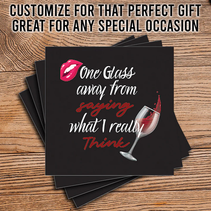 4" Square Ceramic Coaster Set Funny "I Love Wine" Collection - What I Really Think, 4/Box, 2/Case, 8 Pieces. - Christmas by Krebs Wholesale