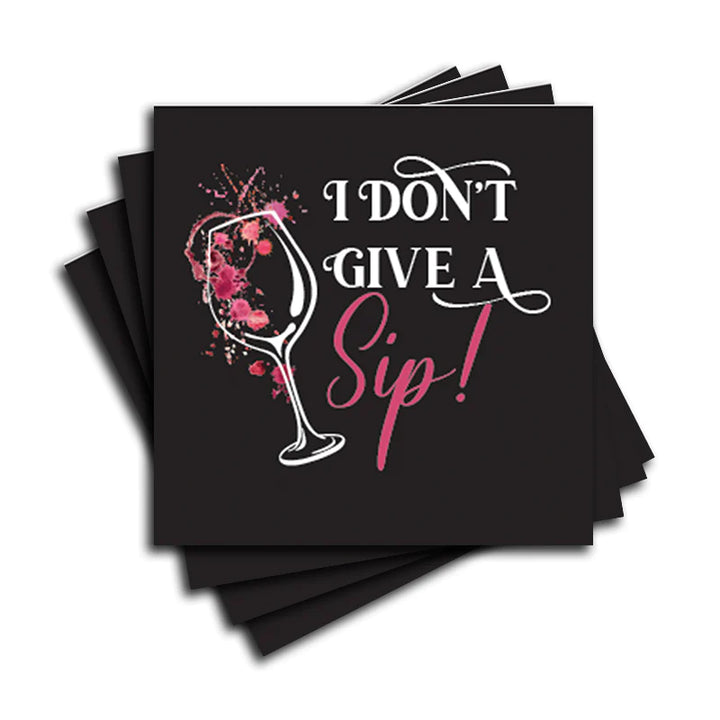 4" Square Ceramic Coaster Set Funny "I Love Wine" Collection - Give a Sip, 4/Box, 2/Case, 8 Pieces. - Christmas by Krebs Wholesale