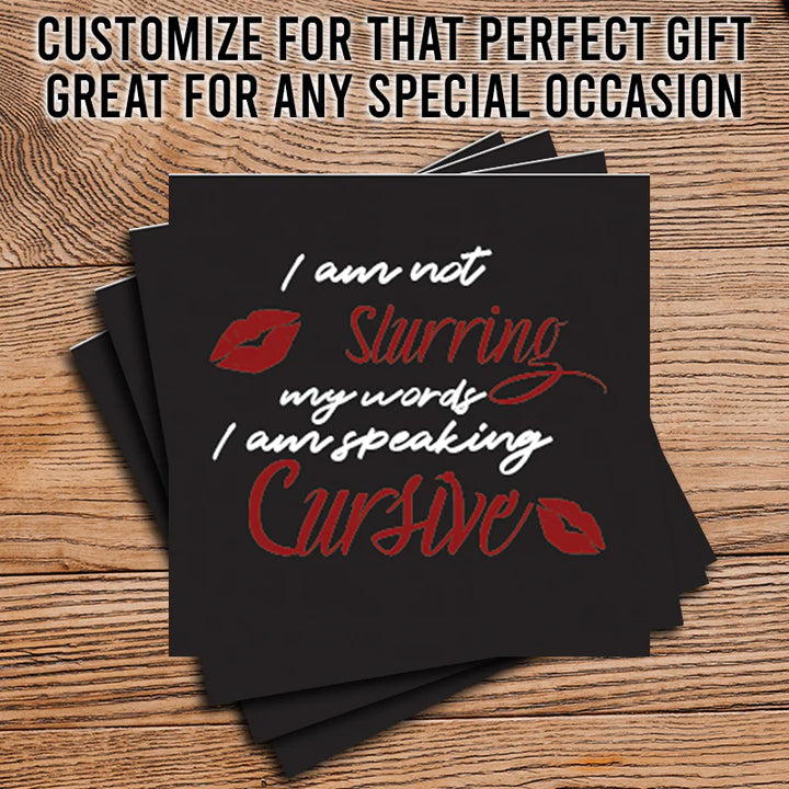 4" Square Ceramic Coaster Set Funny "I Love Wine" Collection - Speaking Cursive, 4/Box, 2/Case, 8 Pieces. - Christmas by Krebs Wholesale