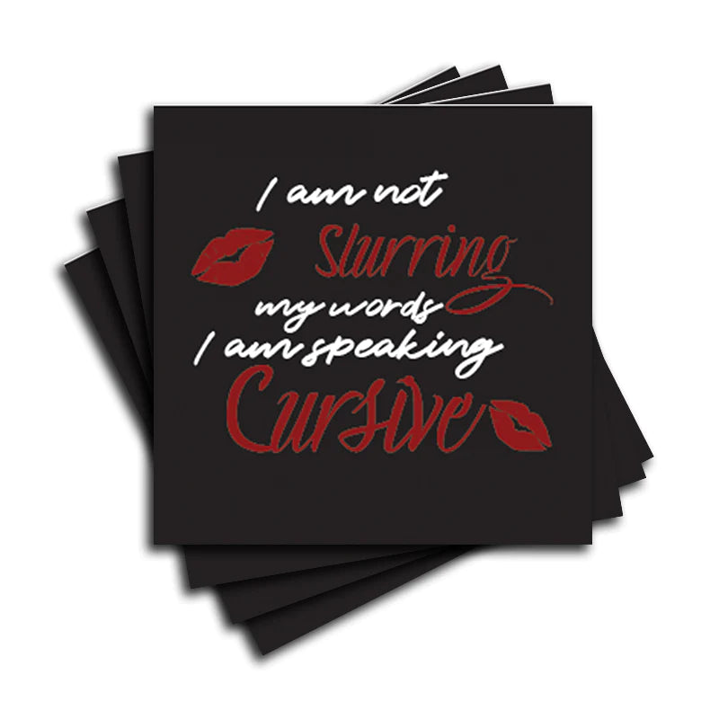 4" Square Ceramic Coaster Set Funny "I Love Wine" Collection - Speaking Cursive, 4/Box, 2/Case, 8 Pieces. - Christmas by Krebs Wholesale