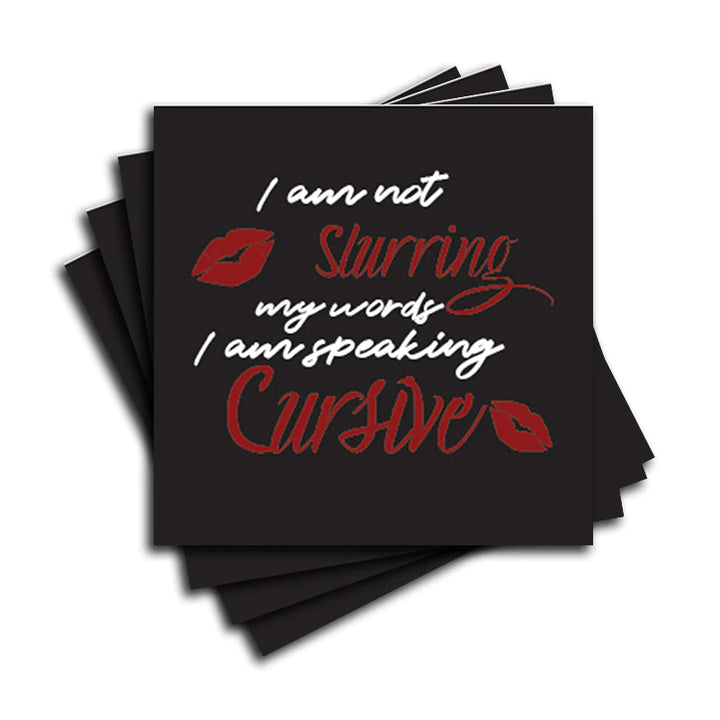 4" Square Ceramic Coaster Set Funny "I Love Wine" Collection - Speaking Cursive, 4/Box, 2/Case, 8 Pieces. - Christmas by Krebs Wholesale