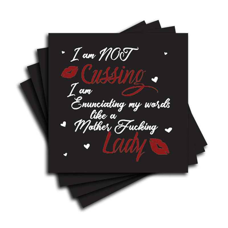 4" Square Ceramic Coaster Set Funny "I Love Wine" Collection - Not Cussing, 4/Box, 2/Case, 8 Pieces. - Christmas by Krebs Wholesale