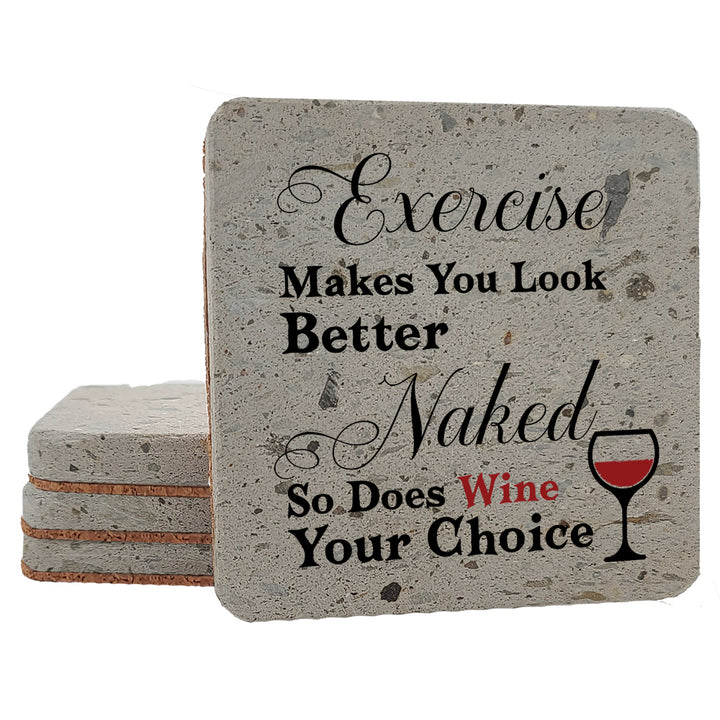 4" "Hilarious Wine Coasters" Terrazo Coasters, Set of 4 Pieces