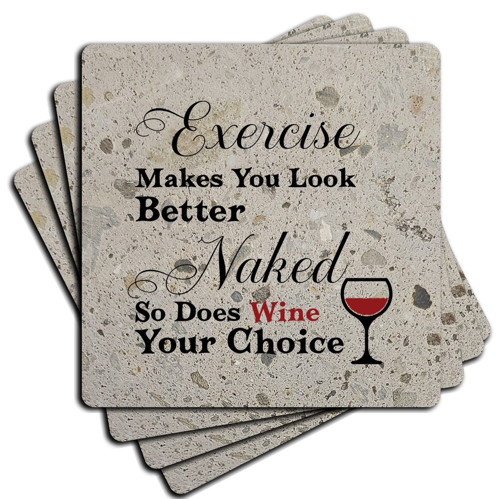 4" "Hilarious Wine Coasters" Terrazo Coasters, Set of 4 Pieces