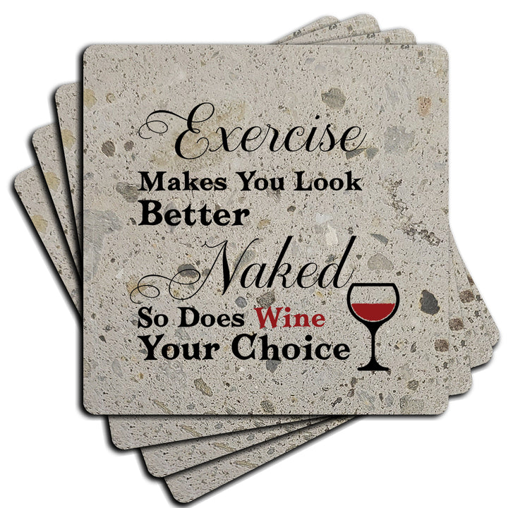 4" "Hilarious Wine Coasters" Terrazo Coasters, Set of 4 Pieces