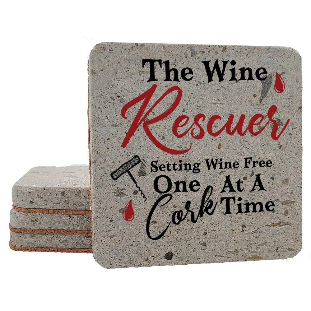 4" "Hilarious Wine Coasters" Terrazo Coasters, Set of 4 Pieces