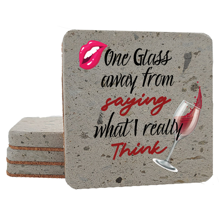 4" "Hilarious Wine Coasters" Terrazo Coasters, Set of 4 Pieces