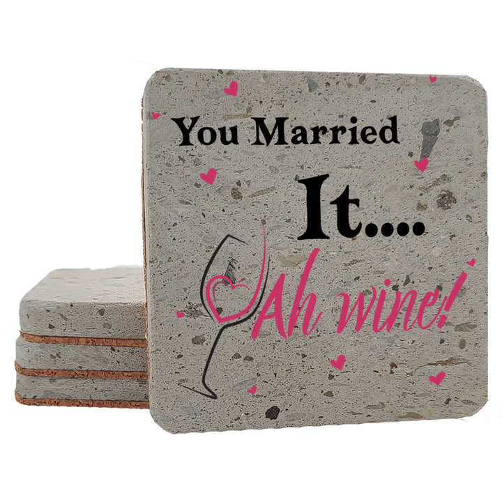 4" "Hilarious Wine Coasters" Terrazo Coasters, Set of 4 Pieces