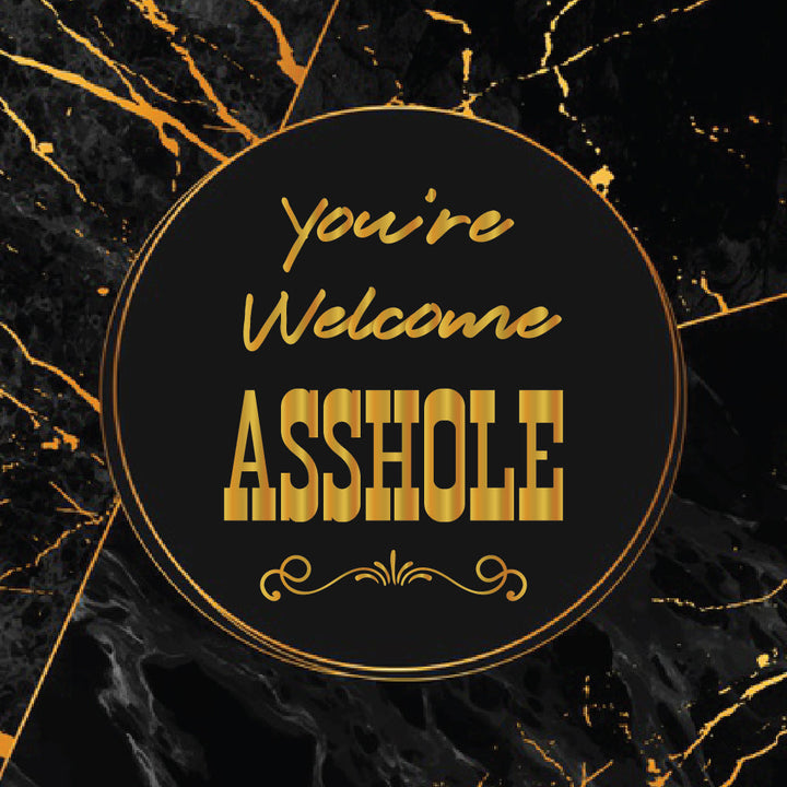 [Set of 4] 4" Premium Absorbent Ceramic Square Man Cave Naughty Humour Collection - Black and Gold Marble - Christmas by Krebs Wholesale