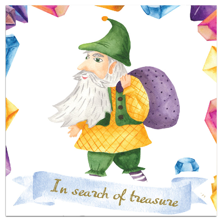 [Set of 4] 4" Premium Absorbent Ceramic Square Coaster Set | "Gnomes" Collection Coasters| Set of 4