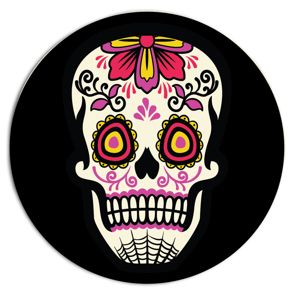 Krebs Sugar Skull Ceramic Coaster Set of 4-4" | Day of the Dead Gift, Halloween, Bar Accessories, Man Cave, Home Décor