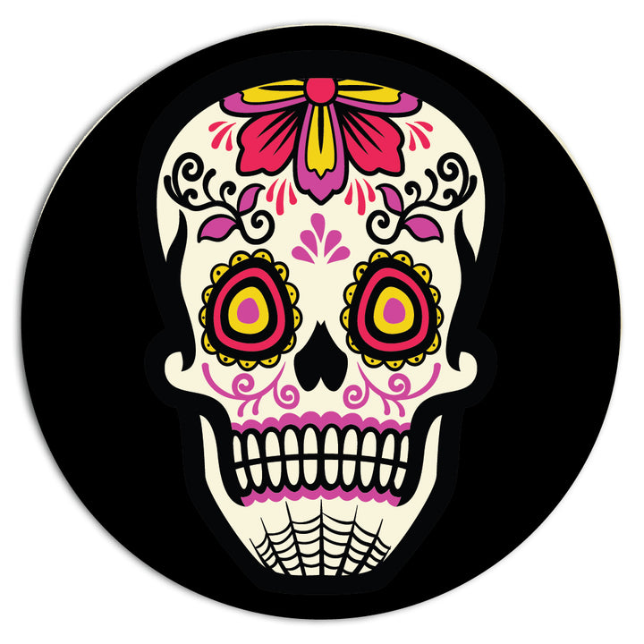 Krebs Sugar Skull Ceramic Coaster Set of 4-4" | Day of the Dead Gift, Halloween, Bar Accessories, Man Cave, Home Décor