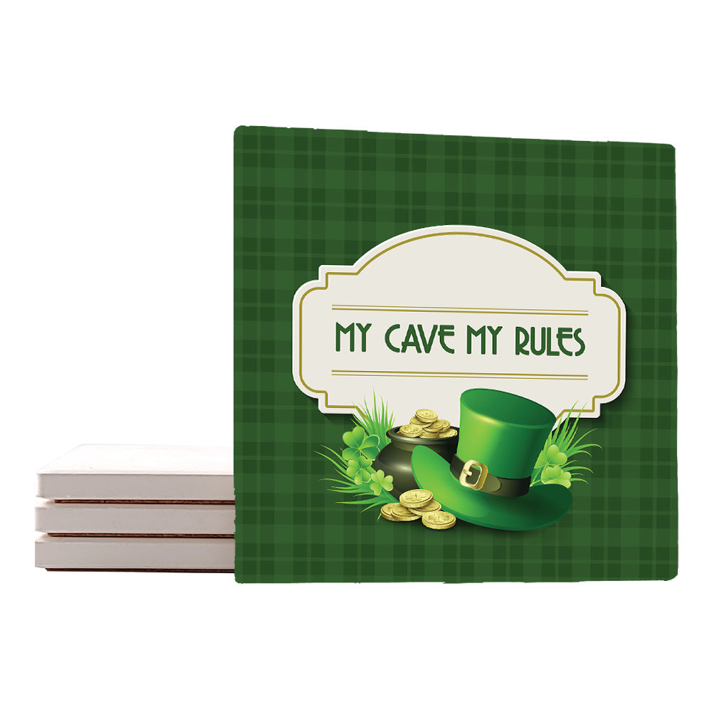 Krebs Ceramic Stone Drink Coasters Set of 4-4" Fun St Patricks Day Year-Round Home Décor Gift Collection