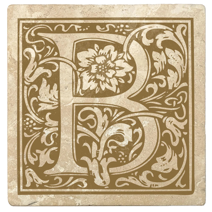 4" Absorbent Stone Monogram Coasters, Harvest Gold, 2 Sets of 4, 8 Pieces - Christmas by Krebs Wholesale