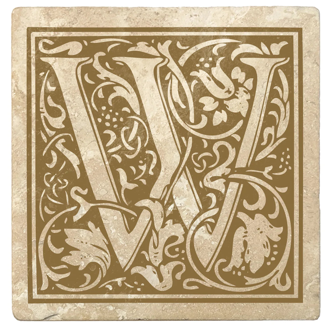 4" Absorbent Stone Monogram Coasters, Harvest Gold, 2 Sets of 4, 8 Pieces - Christmas by Krebs Wholesale
