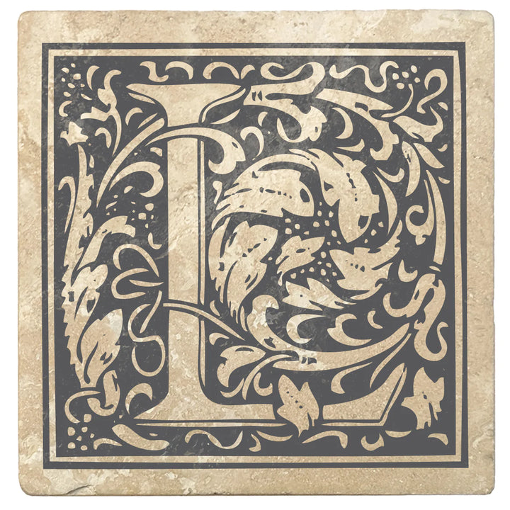 4" Absorbent Stone Monogram Coasters, Pewter Gray, 2 Sets of 4, 8 Pieces - Christmas by Krebs Wholesale