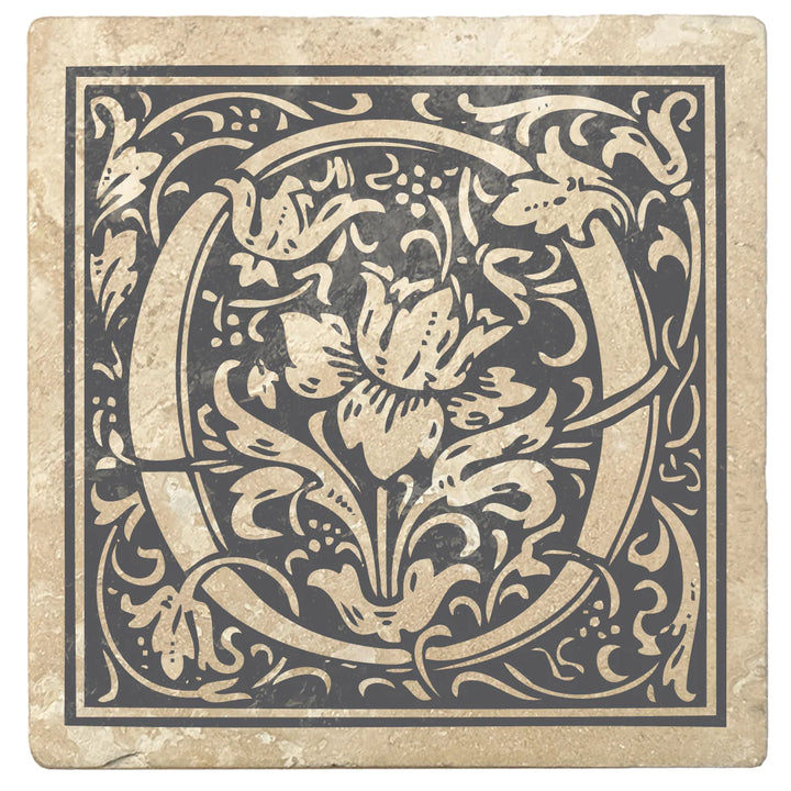 4" Absorbent Stone Monogram Coasters, Pewter Gray, 2 Sets of 4, 8 Pieces - Christmas by Krebs Wholesale