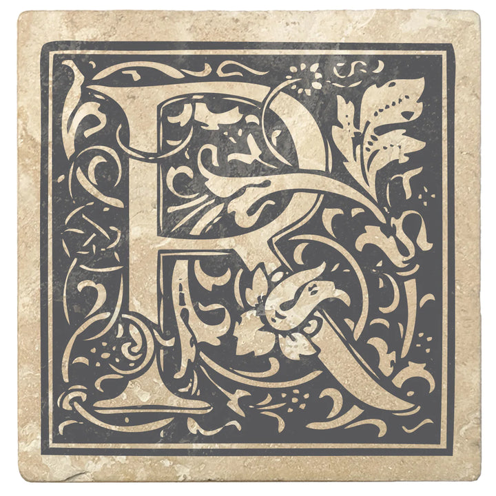 4" Absorbent Stone Monogram Coasters, Pewter Gray, 2 Sets of 4, 8 Pieces - Christmas by Krebs Wholesale