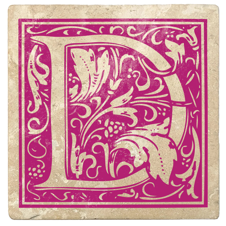 4" Absorbent Stone Monogram Coasters, Tutti Frutti Pink, 2 Sets of 4, 8 Pieces - Christmas by Krebs Wholesale