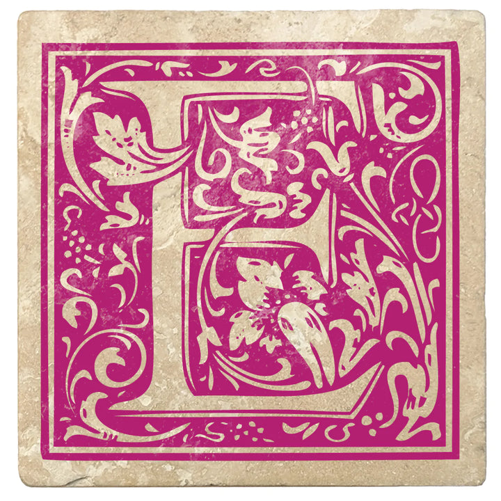 4" Absorbent Stone Monogram Coasters, Tutti Frutti Pink, 2 Sets of 4, 8 Pieces - Christmas by Krebs Wholesale