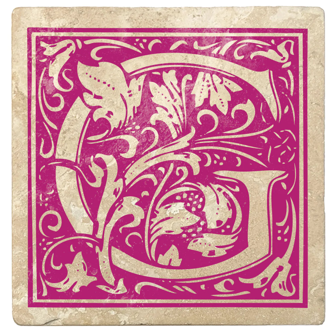 4" Absorbent Stone Monogram Coasters, Tutti Frutti Pink, 2 Sets of 4, 8 Pieces - Christmas by Krebs Wholesale