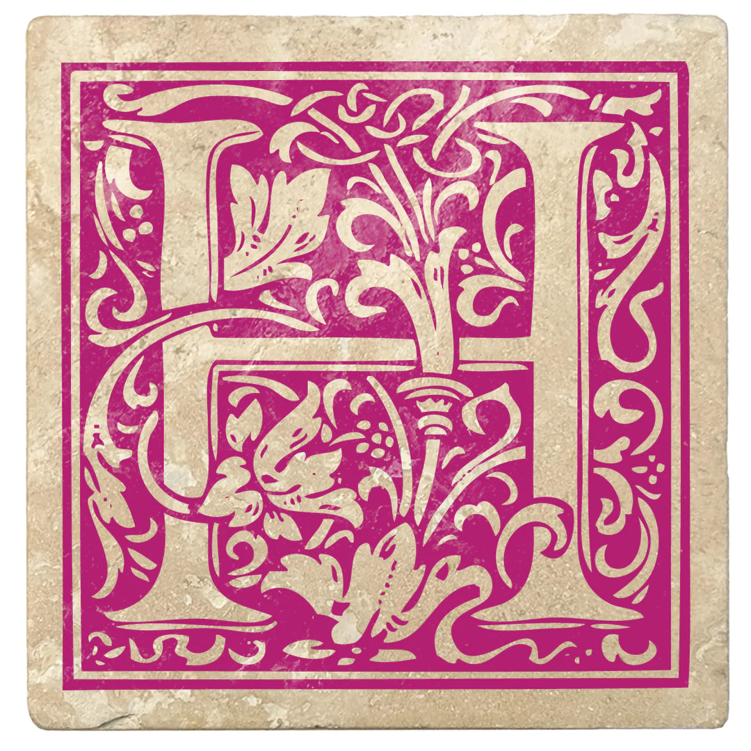 4" Absorbent Stone Monogram Coasters, Tutti Frutti Pink, 2 Sets of 4, 8 Pieces - Christmas by Krebs Wholesale