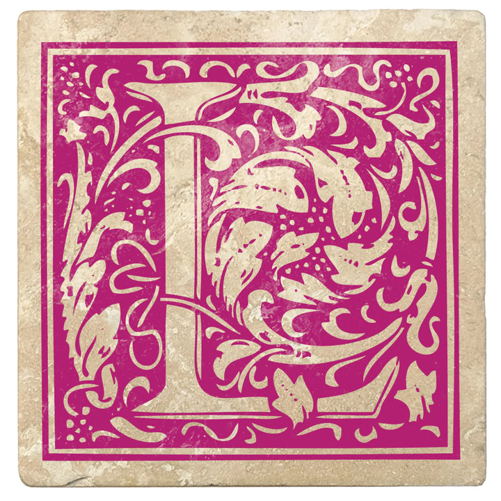 4" Absorbent Stone Monogram Coasters, Tutti Frutti Pink, 2 Sets of 4, 8 Pieces - Christmas by Krebs Wholesale