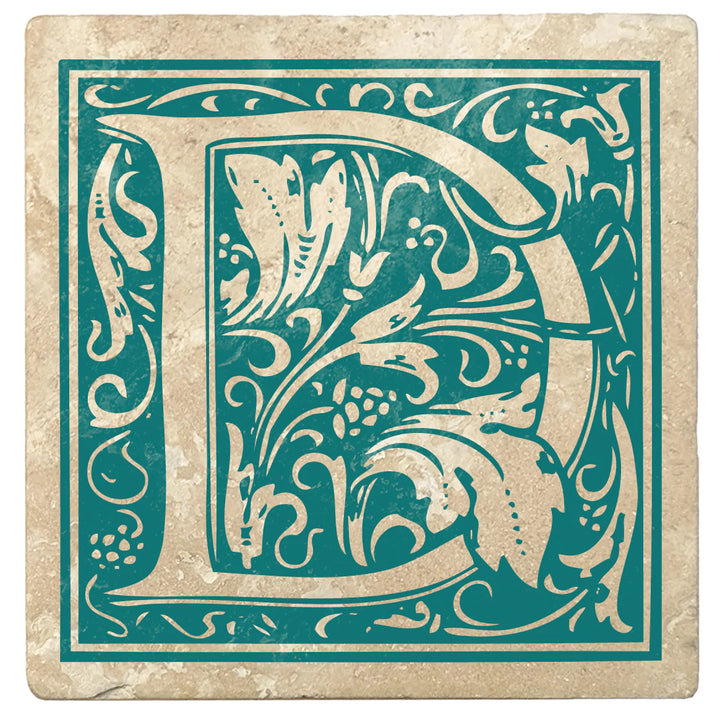 4" Absorbent Stone Monogram Coasters, Tropical Teal, 2 Sets of 4, 8 Pieces - Christmas by Krebs Wholesale