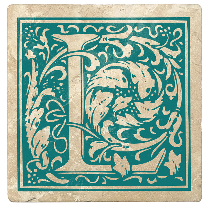 4" Absorbent Stone Monogram Coasters, Tropical Teal, 2 Sets of 4, 8 Pieces - Christmas by Krebs Wholesale