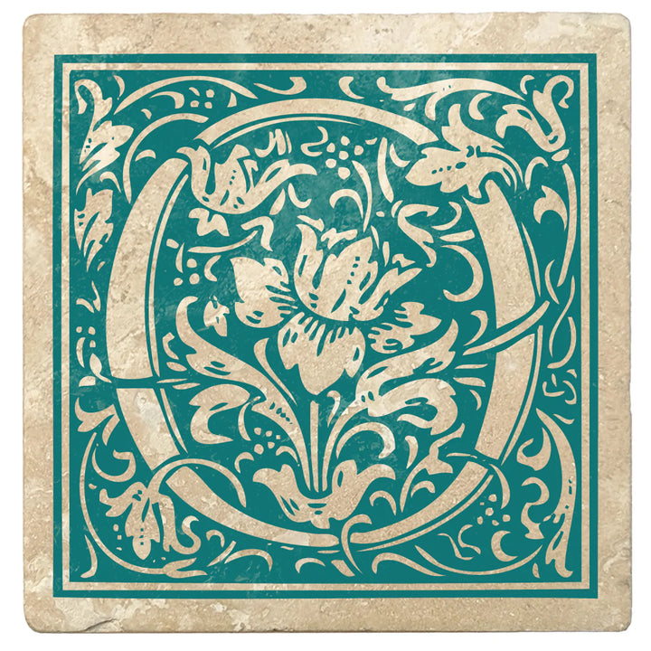 4" Absorbent Stone Monogram Coasters, Tropical Teal, 2 Sets of 4, 8 Pieces - Christmas by Krebs Wholesale
