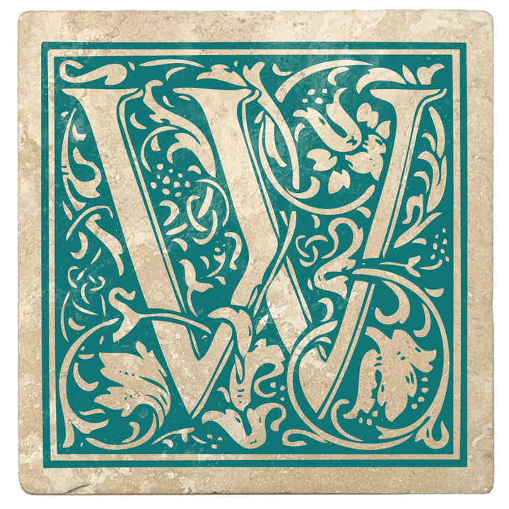 4" Absorbent Stone Monogram Coasters, Tropical Teal, 2 Sets of 4, 8 Pieces - Christmas by Krebs Wholesale