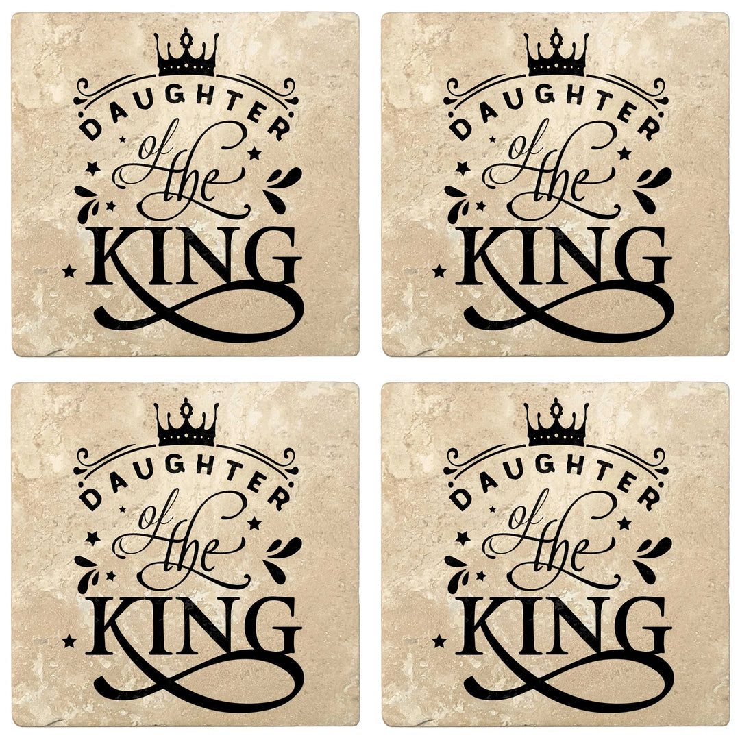 4" Absorbent Stone Religious Drink Coasters, Daughter Of The King, 2 Sets of 4, 8 Pieces - Christmas by Krebs Wholesale