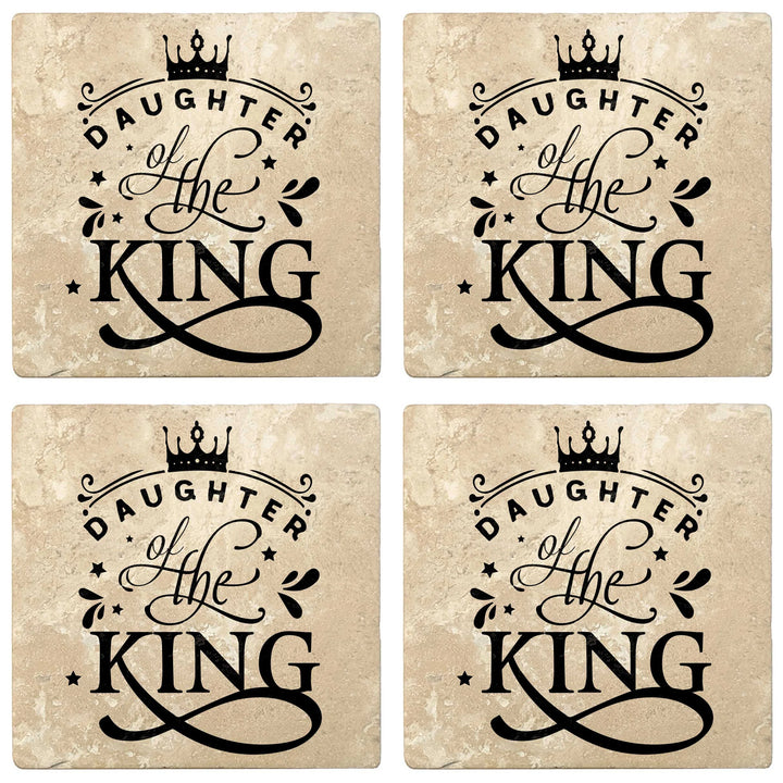 4" Absorbent Stone Religious Drink Coasters, Daughter Of The King, 2 Sets of 4, 8 Pieces - Christmas by Krebs Wholesale