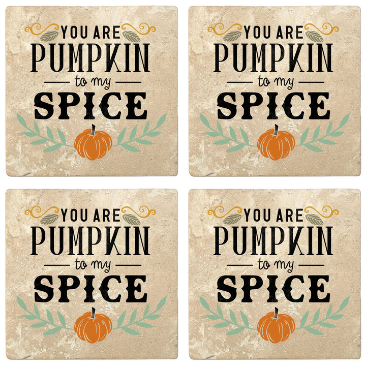 4" Absorbent Stone Fall Autumn Coasters, You Are Pumpkin To My Spice, 2 Sets of 4, 8 Pieces - Christmas by Krebs Wholesale