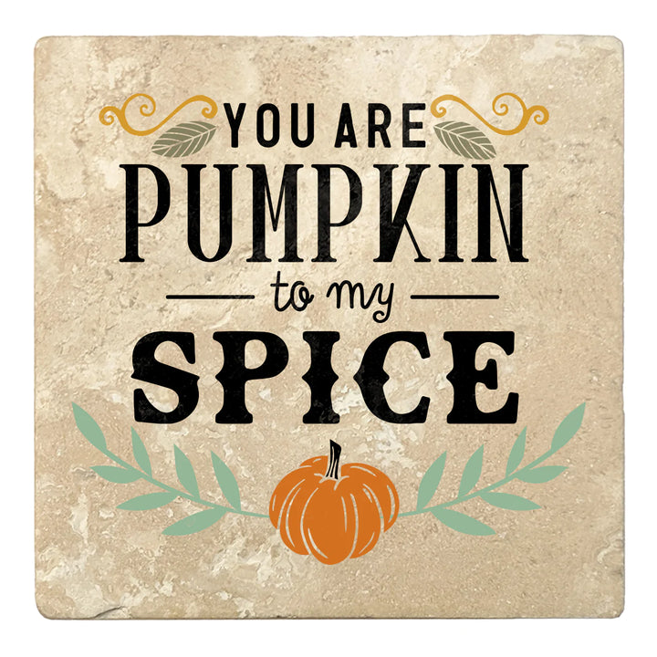 4" Absorbent Stone Fall Autumn Coasters, You Are Pumpkin To My Spice, 2 Sets of 4, 8 Pieces - Christmas by Krebs Wholesale