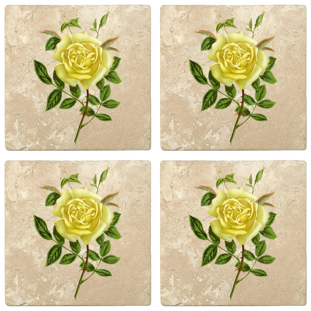 4" Absorbent Stone Flower Designs Drink Coasters, Amazone Rose, 2 Sets of 4, 8 Pieces - Christmas by Krebs Wholesale