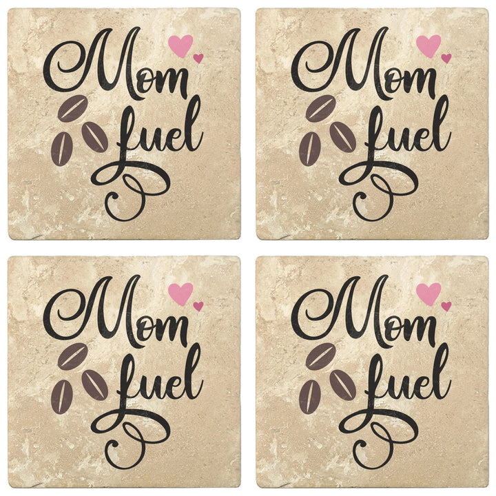 4" Absorbent Stone Coffee Gift Coasters, Mom Fuel, 2 Sets of 4, 8 Pieces - Christmas by Krebs Wholesale