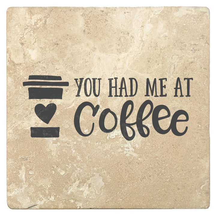 4" Absorbent Stone Coffee Gift Coasters, You Had Me At Coffee, 2 Sets of 4, 8 Pieces - Christmas by Krebs Wholesale
