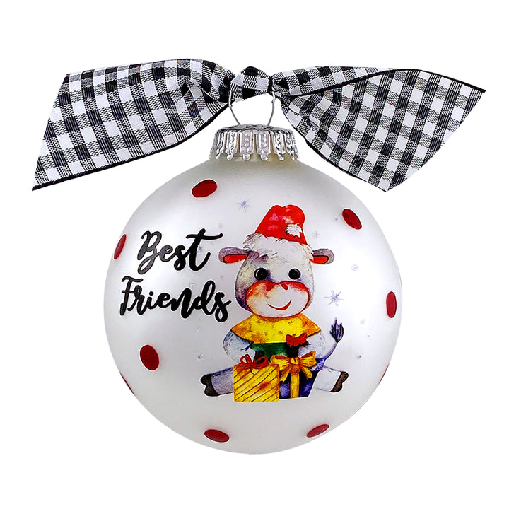 3 1/4" Hugs Giftable Glass Ball Ornament with Best Friends/Donkey Design