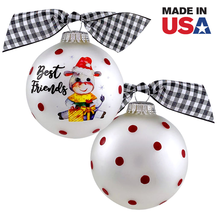 3 1/4" Hugs Giftable Glass Ball Ornament with Best Friends/Donkey Design