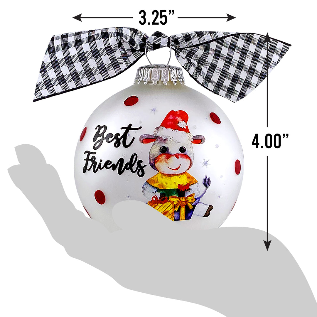 3 1/4" Hugs Giftable Glass Ball Ornament with Best Friends/Donkey Design