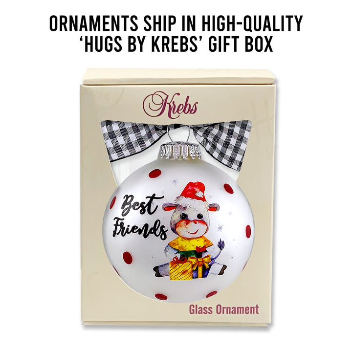 3 1/4" Hugs Giftable Glass Ball Ornament with Best Friends/Donkey Design
